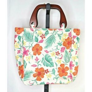 Talbots Hawaiian Floral Print Tote Bag